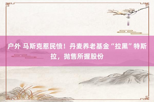 户外 马斯克惹民愤！丹麦养老基金“拉黑”特斯拉，抛售所握股份