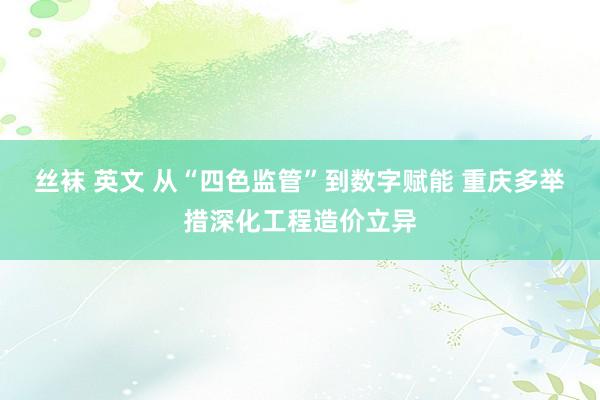 丝袜 英文 从“四色监管”到数字赋能 重庆多举措深化工程造价立异
