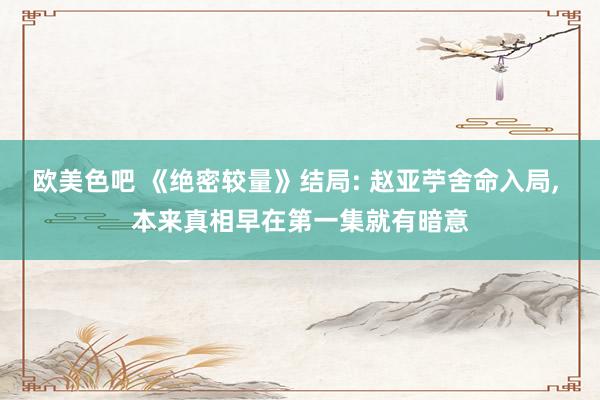 欧美色吧 《绝密较量》结局: 赵亚苧舍命入局， 本来真相早在第一集就有暗意