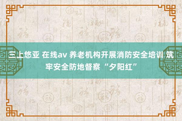 三上悠亚 在线av 养老机构开展消防安全培训 筑牢安全防地督察 “夕阳红”