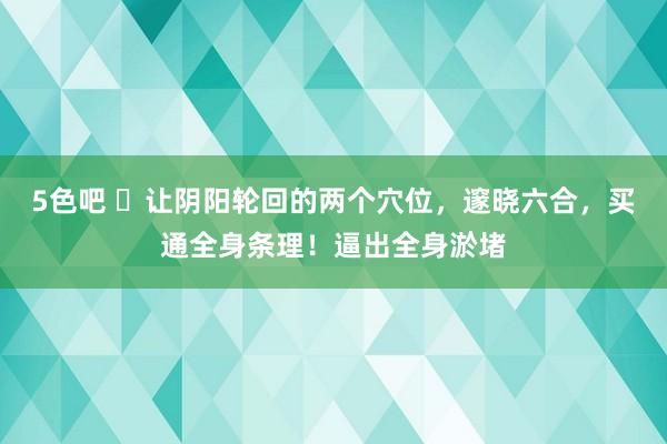 5色吧 ​让阴阳轮回的两个穴位，邃晓六合，买通全身条理！逼出全身淤堵